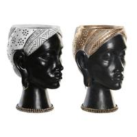 Decoratieve figuren DKD Home Decor Ziverachtig Gouden Bruin Hars Koloniaal Afrikaanse (19,5 x 11 x 39,5 cm) (2 Stuks) - thumbnail