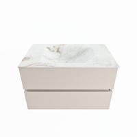 MONDIAZ VICA-DLUX 80cm badmeubel onderkast Linen 2 lades. Inbouw wastafel CLOUD midden 1 kraangat, kleur Frappe. - thumbnail