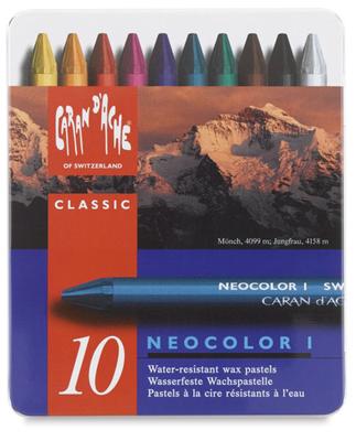 Caran Dache Caran d'ache neocolor i, l: 10 cm, dikte 8,5 mm, diverse kleuren, 10 stuk/ 1 doos