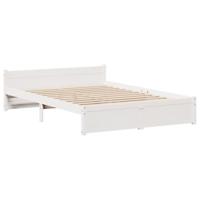 Bedframe met hoofdbord massief grenenhout wit 150x200 cm - thumbnail