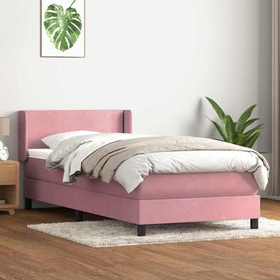 Boxspring met matras fluweel roze 90x210 cm