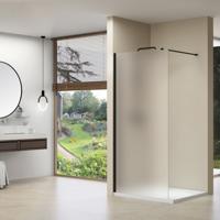 Inloopdouche Van Rijn ST01 90x200 cm Melkglas 8 mm Met Stabilisatiestang Zwart - thumbnail