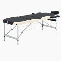 VidaXL Massagetafel inklapbaar 3 zones aluminium zwart en beige - thumbnail