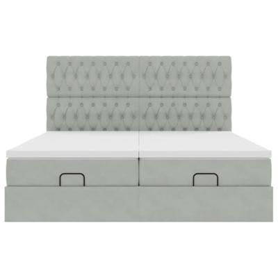 Ottoman bed met matrassen en LED's 200x200cm fluweel lichtgrijs