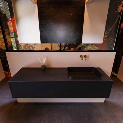 Badkamermeubelset Mondiaz Erin 150 cm met 1 Lade met RIDGE Wastafel Rechts Urban Zonder Kraangaten Greeploos Mat Urban