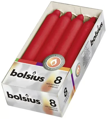 Bolsius Dinerkaars 18cm Rood - 8 stuks Bolsius Dinerkaars 18cm Rood - 8 stuks