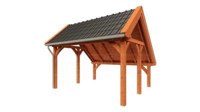 Trendhout Kapschuur de Hoeve XL 415x440 cm- Kapschuurdak- Onbehandeld lariks Douglas hout- Trendhout