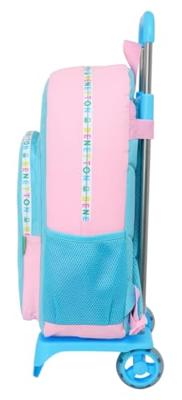 Schoolrugzak met Wielen Benetton Unique Roze Turkoois 30 x 46 x 14 cm