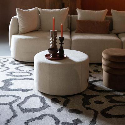 Dutchbone Poef 'Rocca' Geweven stof, kleur Latte