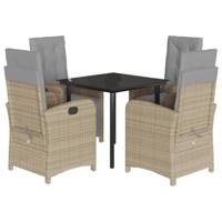 5-delige Tuinset met kussens poly rattan gemengd beige - thumbnail