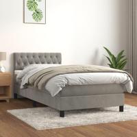 Boxspring met matras fluweel lichtgrijs 100x200 cm - thumbnail