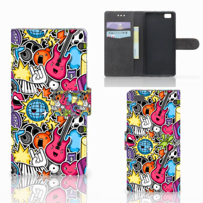 Huawei Ascend P8 Lite | Wallet Case | met Pasjes | Punk Rock Huawei Ascend P8 Lite | Wallet Case | met Pasjes | Punk Rock