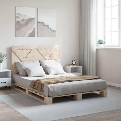 Bedframe met hoofdbord massief grenenhout wit 140x200 cm Bedframe met hoofdbord massief grenenhout wit 140x200 cm