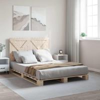 Bedframe met hoofdbord massief grenenhout wit 140x200 cm - thumbnail
