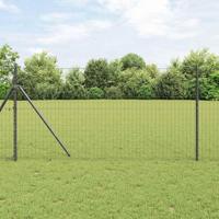 VidaXL Hek met paal grijs 1,4 x 10 m staal en pvc - thumbnail