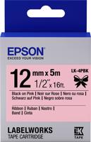 Epson Label Cartridge Satin Ribbon LK-4PBK zwart/roze 12 mm (5 m) - thumbnail