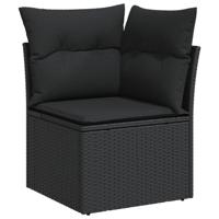 5-delige Loungeset met kussens poly rattan zwart - thumbnail