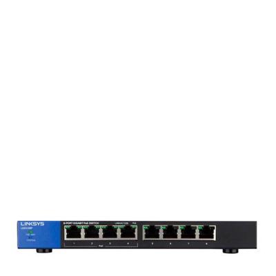 Linksys LGS108P-EU 8-poorts onbeheerde Gigabit PoE-netwerkswitch met vier PoE+-poorten - Tot 1000 Mbps voor bedrijven, thuis, kantoor, IP-beveiliging - Desktop-Ethernet-switch