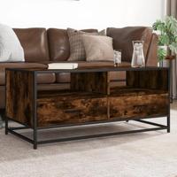 Salontafel 100x50x45 cm bewerkt hout en metaal gerookt eiken - thumbnail