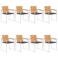 Tuinstoelen 8 st met kussens massief teakhout - thumbnail