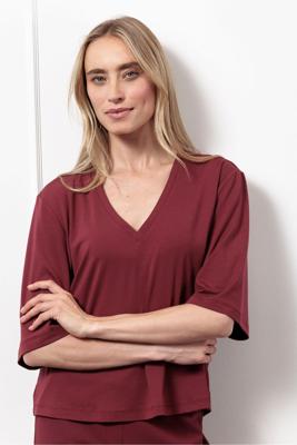 Studio Anneloes Fiore Vneck T-shirt 13182 T-shirt Korte Mouw 3002 Bordeaux