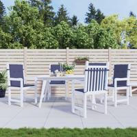 VidaXL Stoelkussens 4 st lage rug stof marineblauw - thumbnail