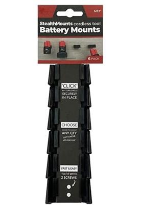 StealthMounts BM-MW12-BLK-6-BLK Accuhouder voor Milwaukee M12 | Zwart | 6-pack - BM-MW12-BLK-6-BLK