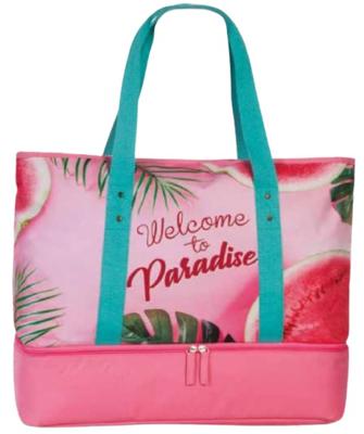 Fabrizio strandtas met koelvak 50 x 43 cm polyester roze