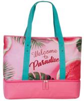 Fabrizio strandtas met koelvak 50 x 43 cm polyester roze - thumbnail