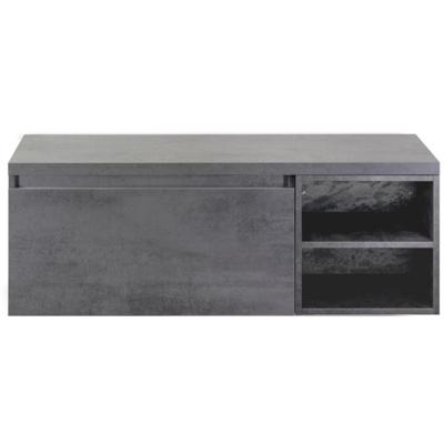 Frozen Badmeubelset 120 cm - Greeplijst in Kleur - Wastafel Regaalkast met Bovenblad Beton Antrac