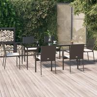 7-delige Tuinset met kussens poly rattan zwart - thumbnail