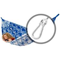 Familie hangmat met bevestiging - 400x180cm - Blauw - 200kg draagkracht- 100% katoen - binnen & buiten - thumbnail