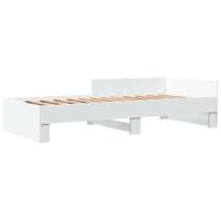 Bedframe bewerkt hout wit 90x190 cm - thumbnail