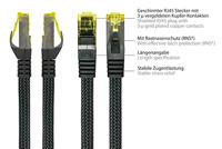PYTHON RJ45 Ethernet LAN-patchkabel met Cat. 7 ruwe kabel, met vergrendelingsbescherming RNS en nylon vlecht, S/FTP, PiMF, halogeenvrij, 500MHz, OFC, 10-gigabit-compatibel - zwart, 0,5 m - thumbnail