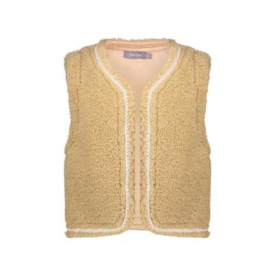 Geisha winter gilet meisjes - zand - zigzag, teddy borduursel