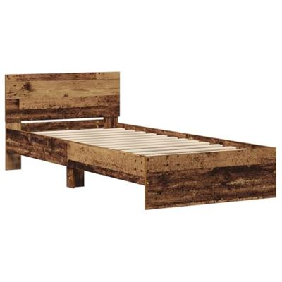 Bedframe met hoofdeinde Oud hout 90 x 190 cm Bewerkt hout