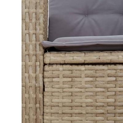 7-delige Tuinset met kussens poly rattan gemengd beige
