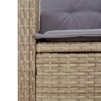 Tuinbankje verstelbaar met kussens poly rattan beige - thumbnail