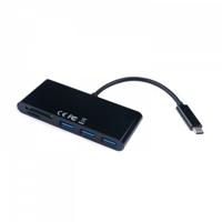 V7 V7UC3U-HUB-BLK-1E USB-C mannelijke naar 5-in-1 vrouwelijke hub Zwart - thumbnail