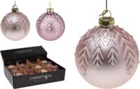 Kerstbal glas 8 cm wit blad 3ass Nampook - Nampook - thumbnail