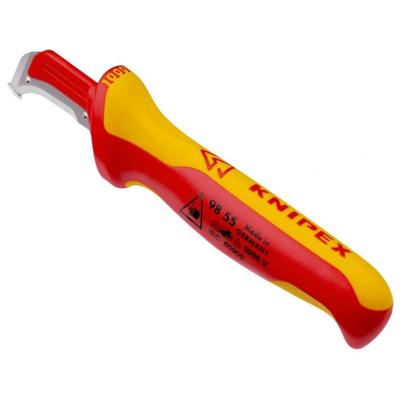 Knipex Ontmantelingsmes met glijschoen | Geïsoleerde meercomponenten-greep | VDE-getest | Lengte 180 mm - 98 55 SB Knipex Ontmantelingsmes met glijschoen | Geïsoleerde meercomponenten-greep | VDE-getest | Lengte 180 mm - 98 55 SB