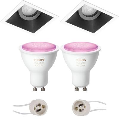 Philips Hue LED Spot Set GU10 - Mat Zwart/Wit - Kantelbaar - 93mm