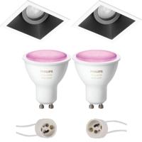 Philips Hue LED Spot Set GU10 - Mat Zwart/Wit - Kantelbaar - 93mm - thumbnail
