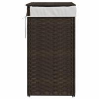 VidaXL Wasmand met deksel 46x33x60 cm poly rattan donkerbruin - thumbnail