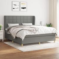 Boxspring met matras stof donkergrijs 160x200 cm - thumbnail