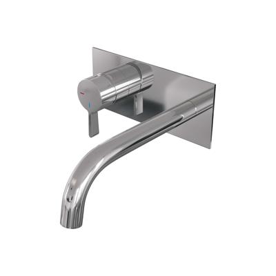 Chrome Edition inbouw wastafelmengkraan met gebogen uitloop en afdekplaat - Model E2 chroom