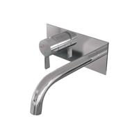 Chrome Edition inbouw wastafelmengkraan met gebogen uitloop en afdekplaat - Model E2 chroom - thumbnail