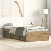 Bedframe zonder matras spaanplaat artisanaal eikenkleurig - thumbnail