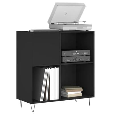 Platenkast 84,5x38x89 cm bewerkt hout zwart - thumbnail