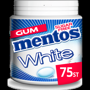 Mentos Gum White Cool Mint Suikervrij Pot 75 stuks bij Jumbo
